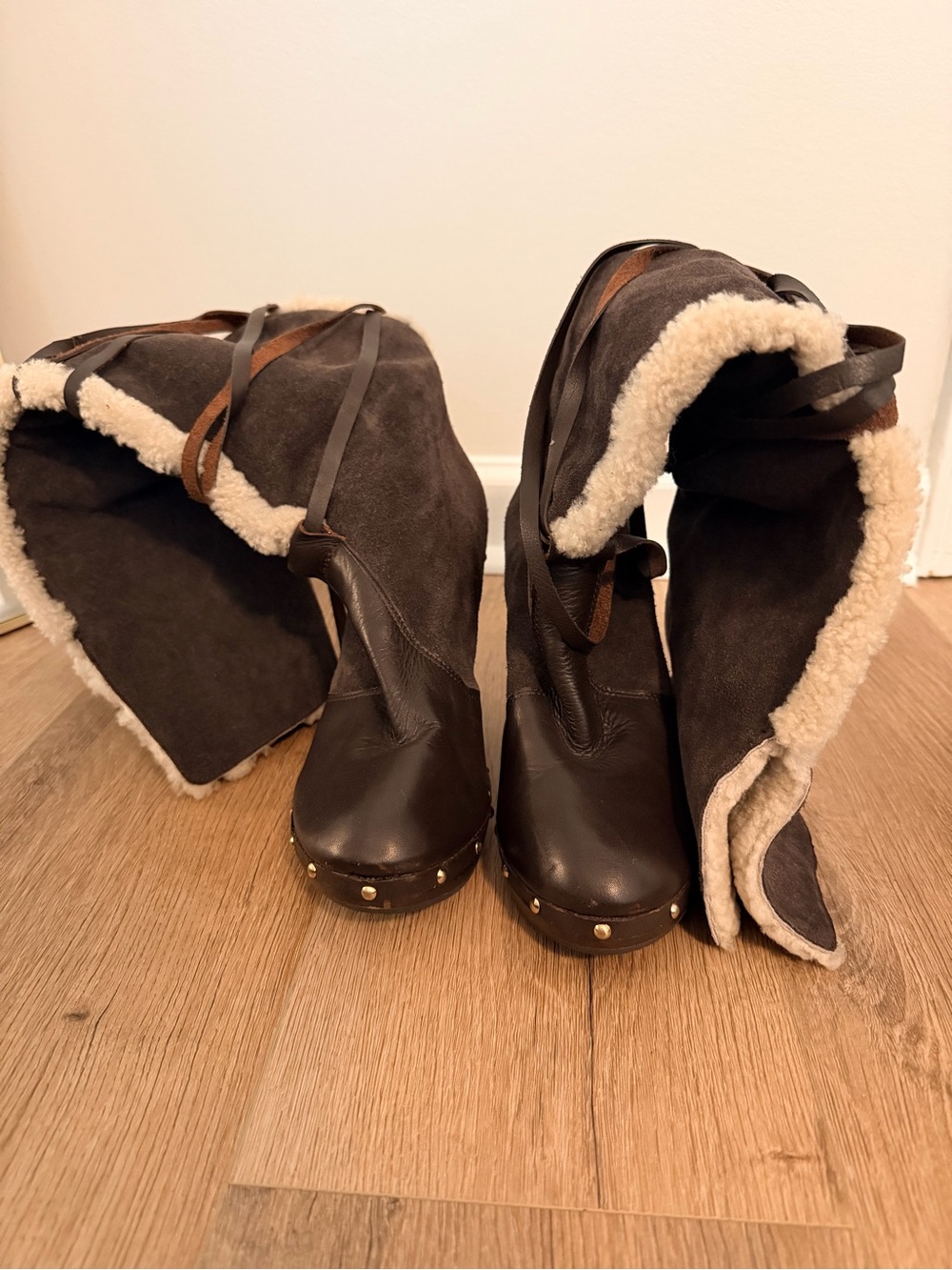 Michael Kors Women’s Dark Brown Shearling-Lined Winter Boots